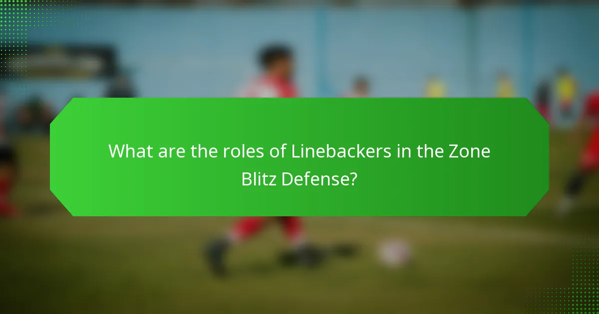 What are the roles of Linebackers in the Zone Blitz Defense?